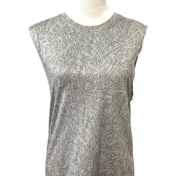 Fabletics Tank Top Crew Neck Sleeveless Abstract Pattern Lightweight Gray Small - Picture 2 of 9